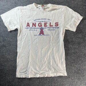 Vintage Los Angeles Angels Shirt Mens Small White MLB Baseball Fruit Of The Loom